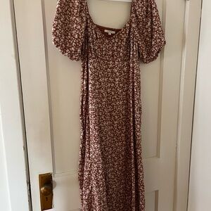 Z Supply Brown Floral Long Sleeve Dress